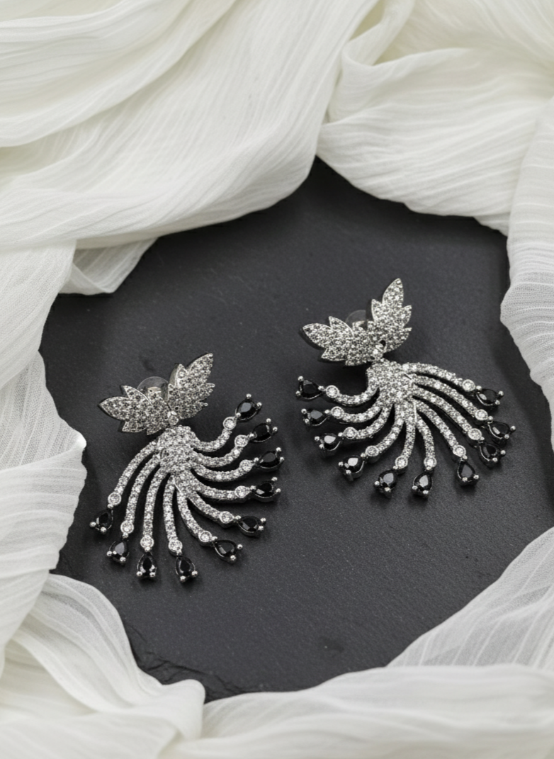 Black & White Stone American Diamond Earrings