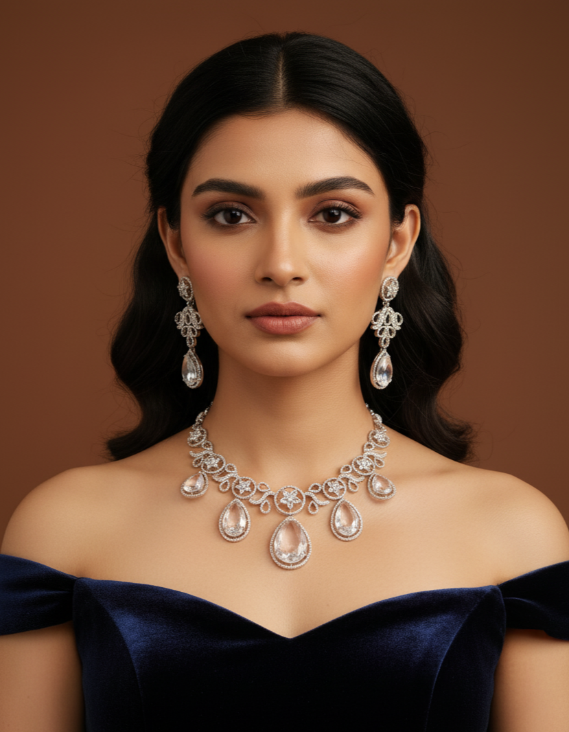 White Stone American Diamond Necklace