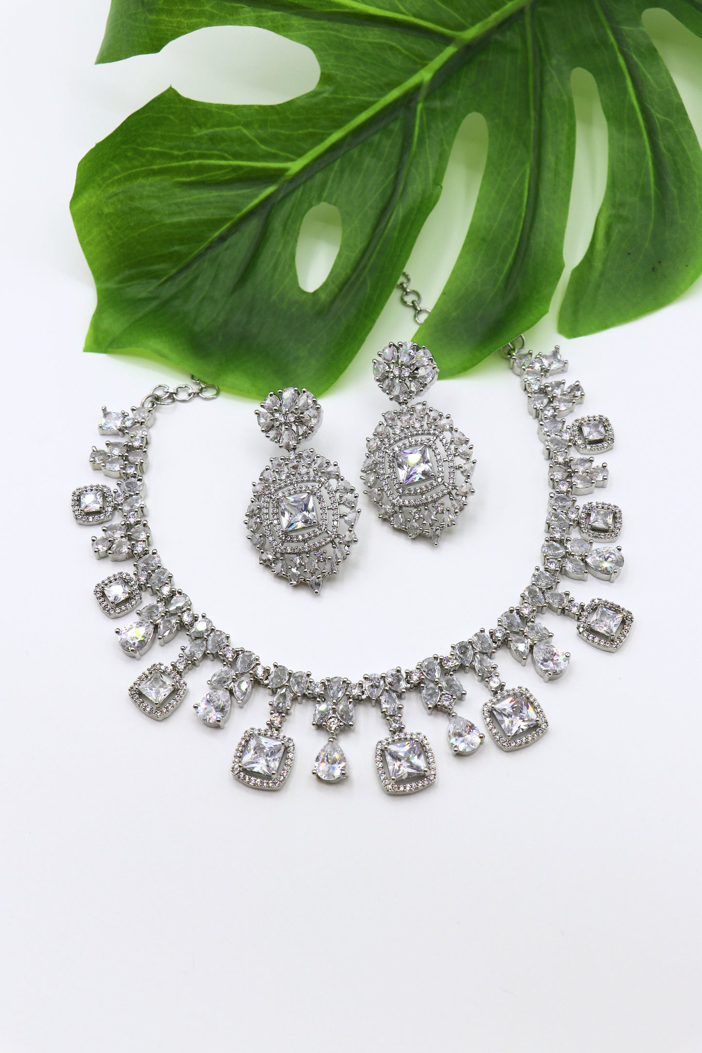 White Stone American Diamond Necklace