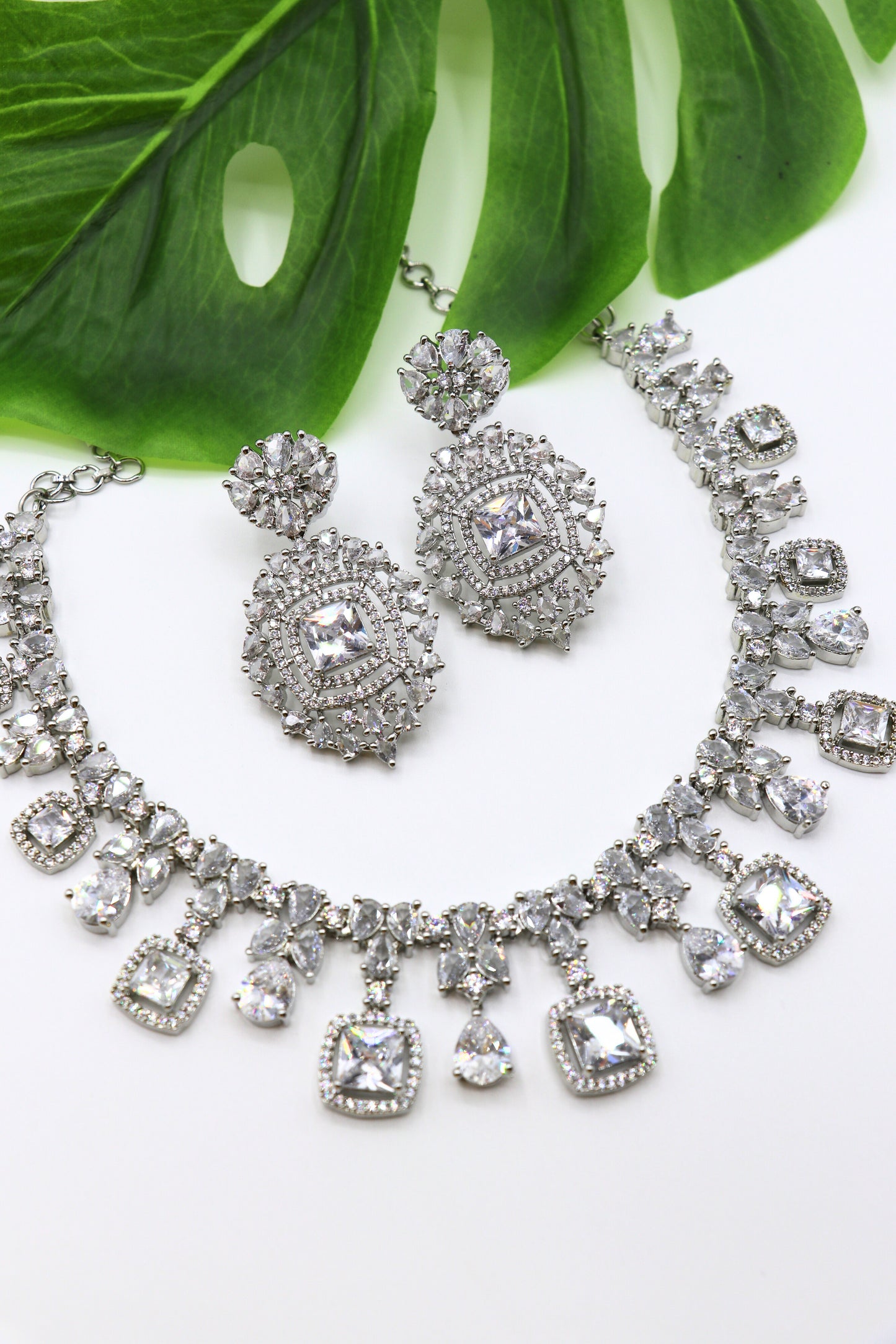 White Stone American Diamond Necklace