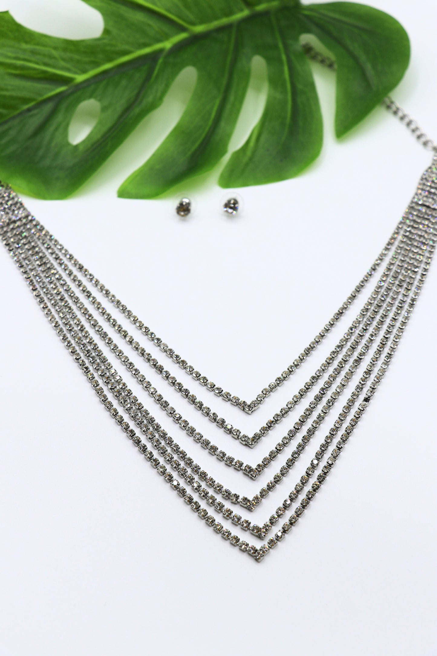 White Stone Silver Necklace