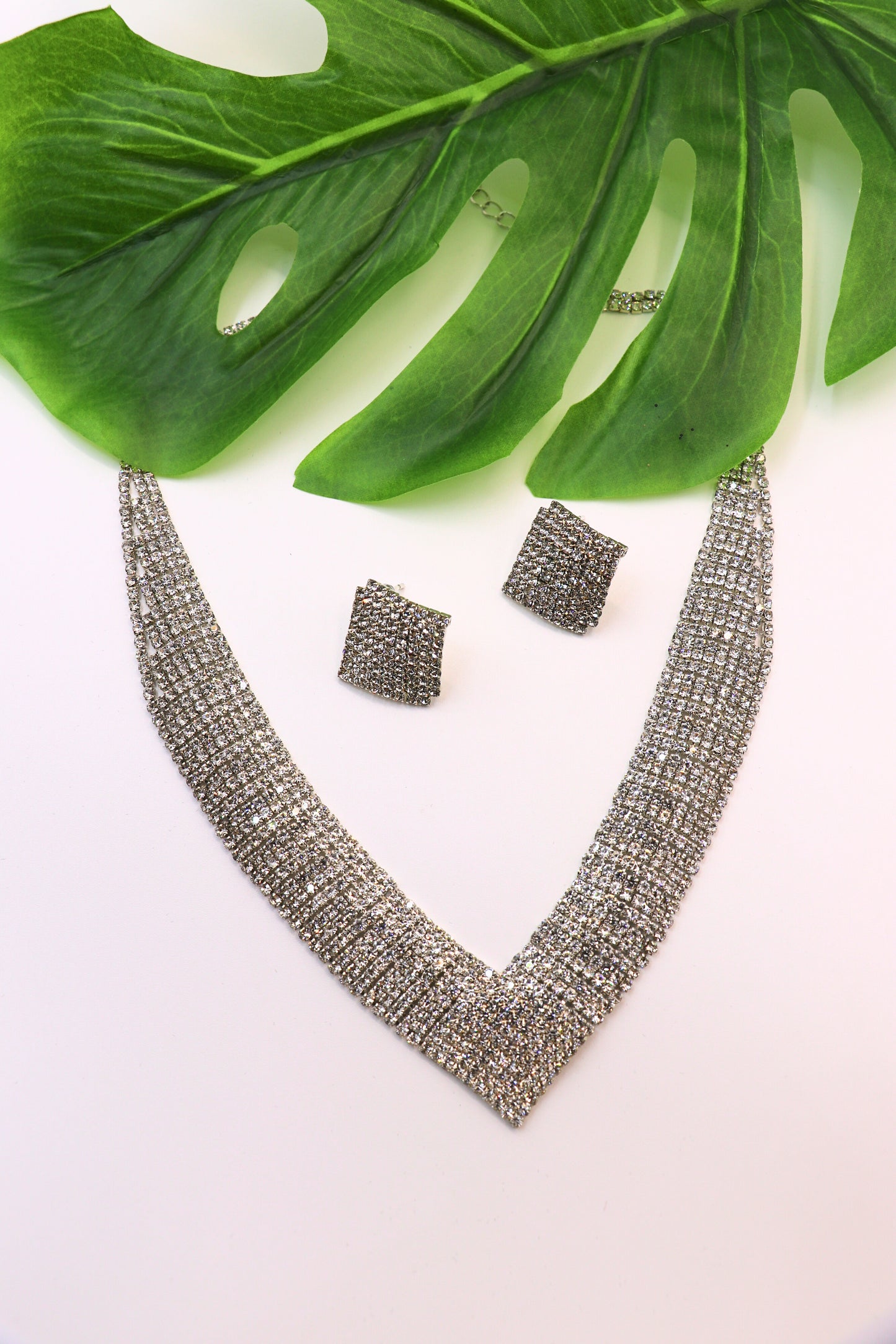 White Stone Silver Necklace