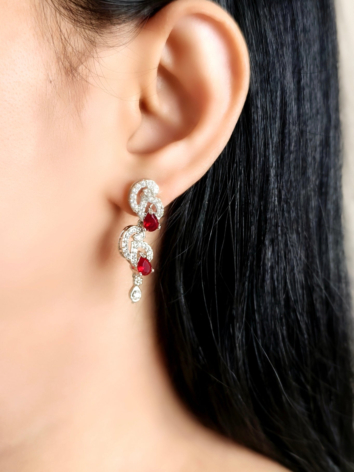 Red Stone American Diamond Necklace