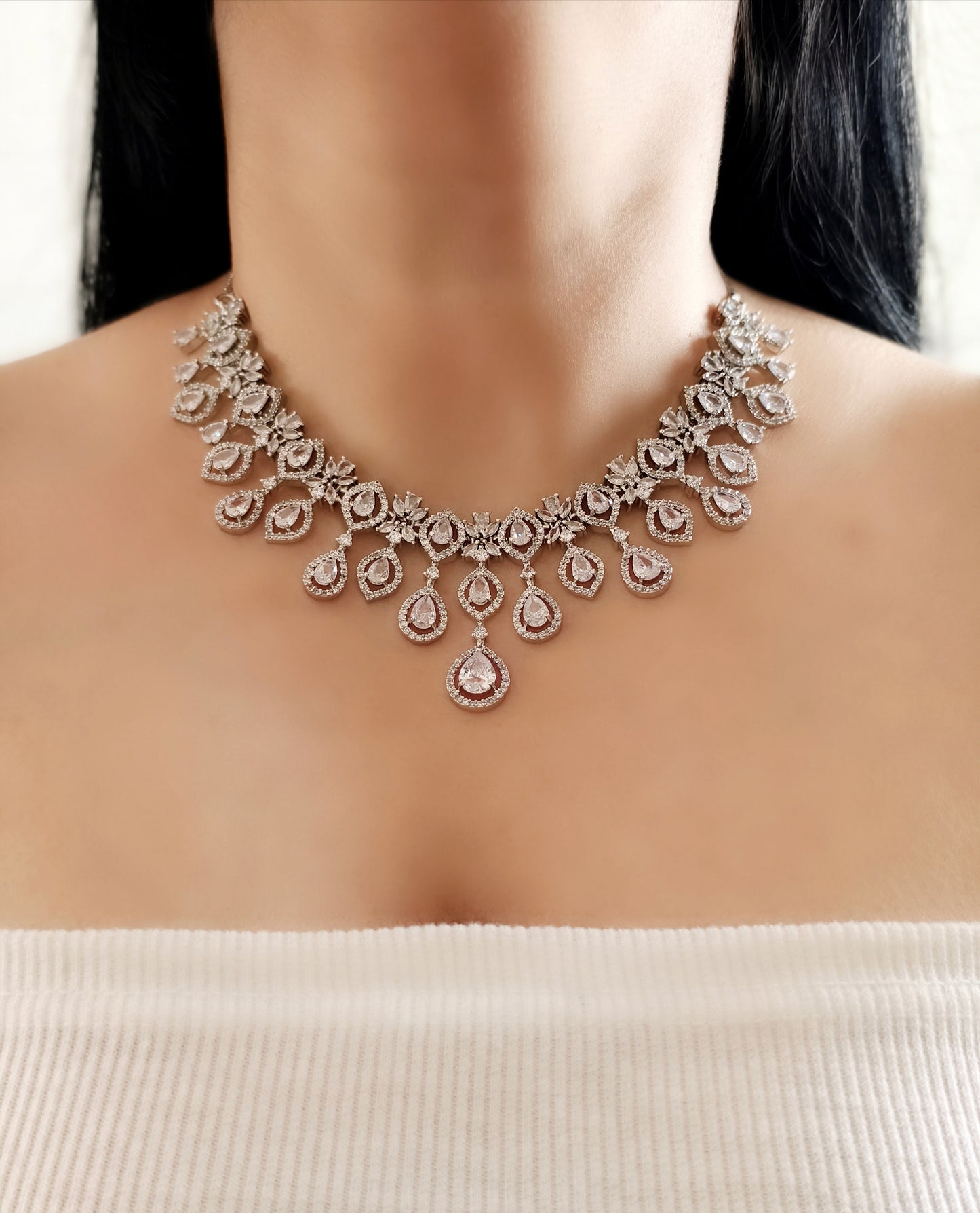 White Stone American Diamond Necklace