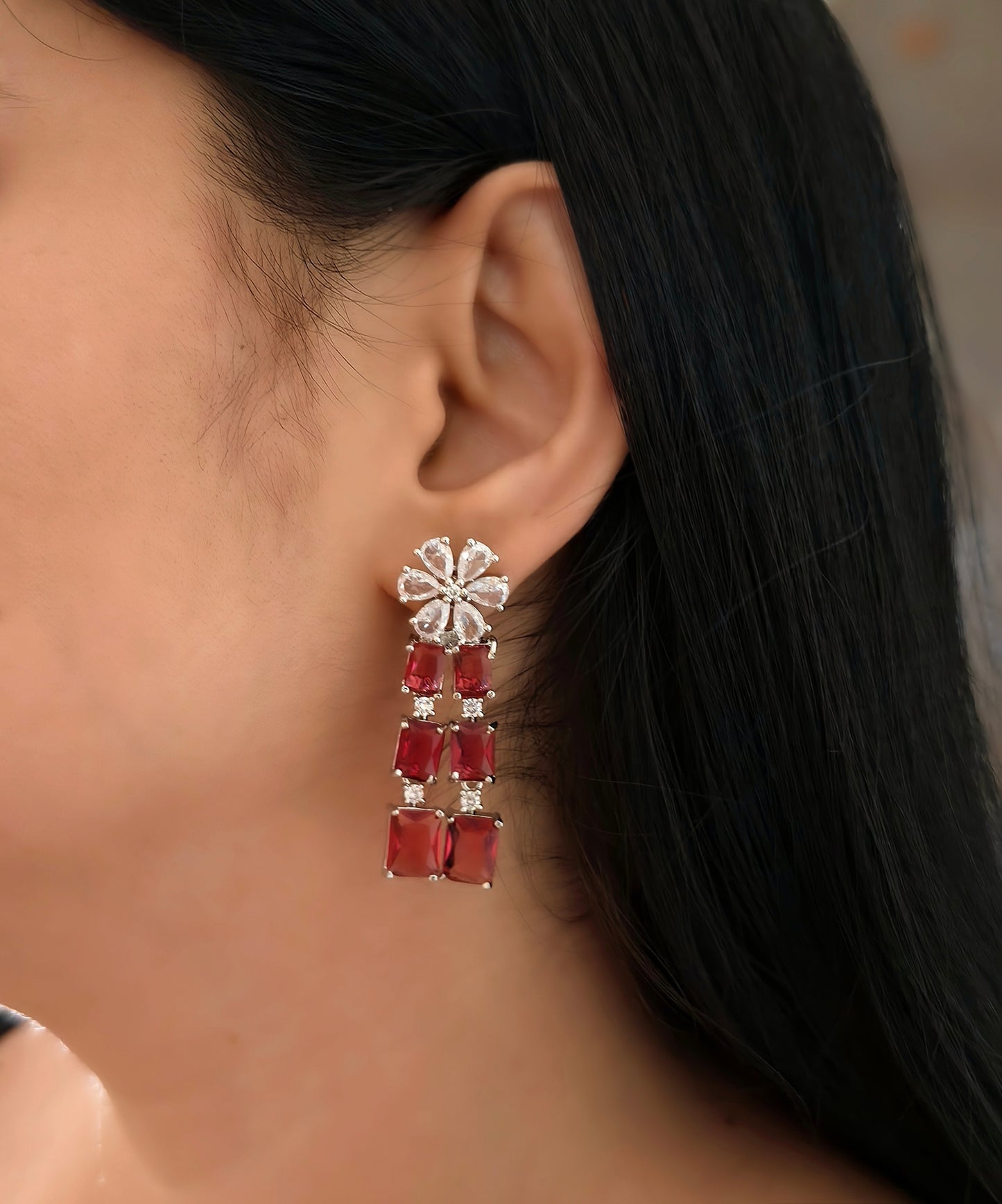 Rani Pink Stone American Diamond Necklace