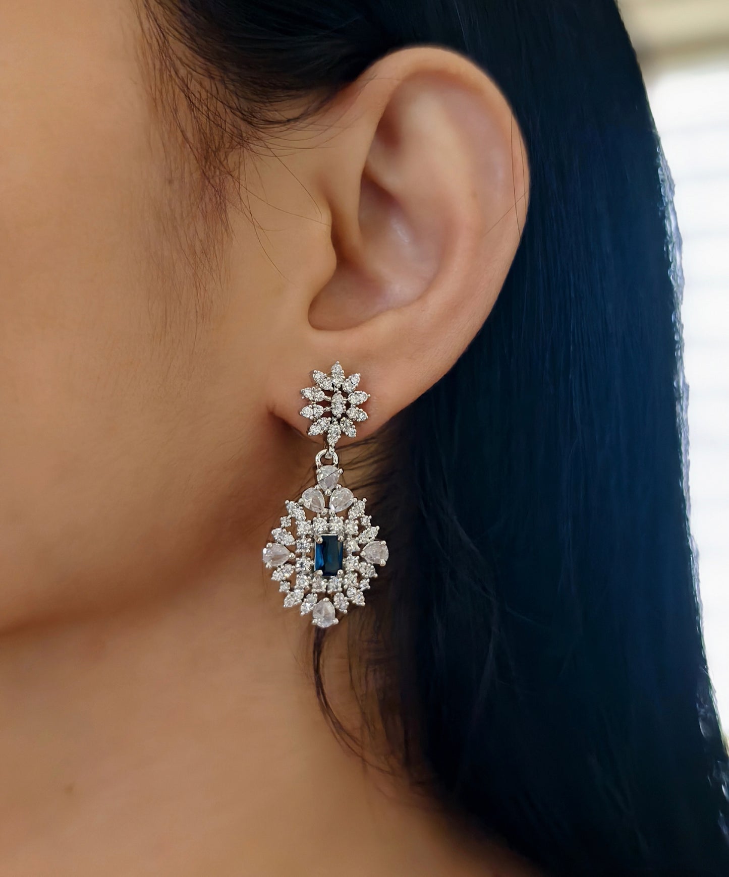Blue Stone American Diamond Necklace