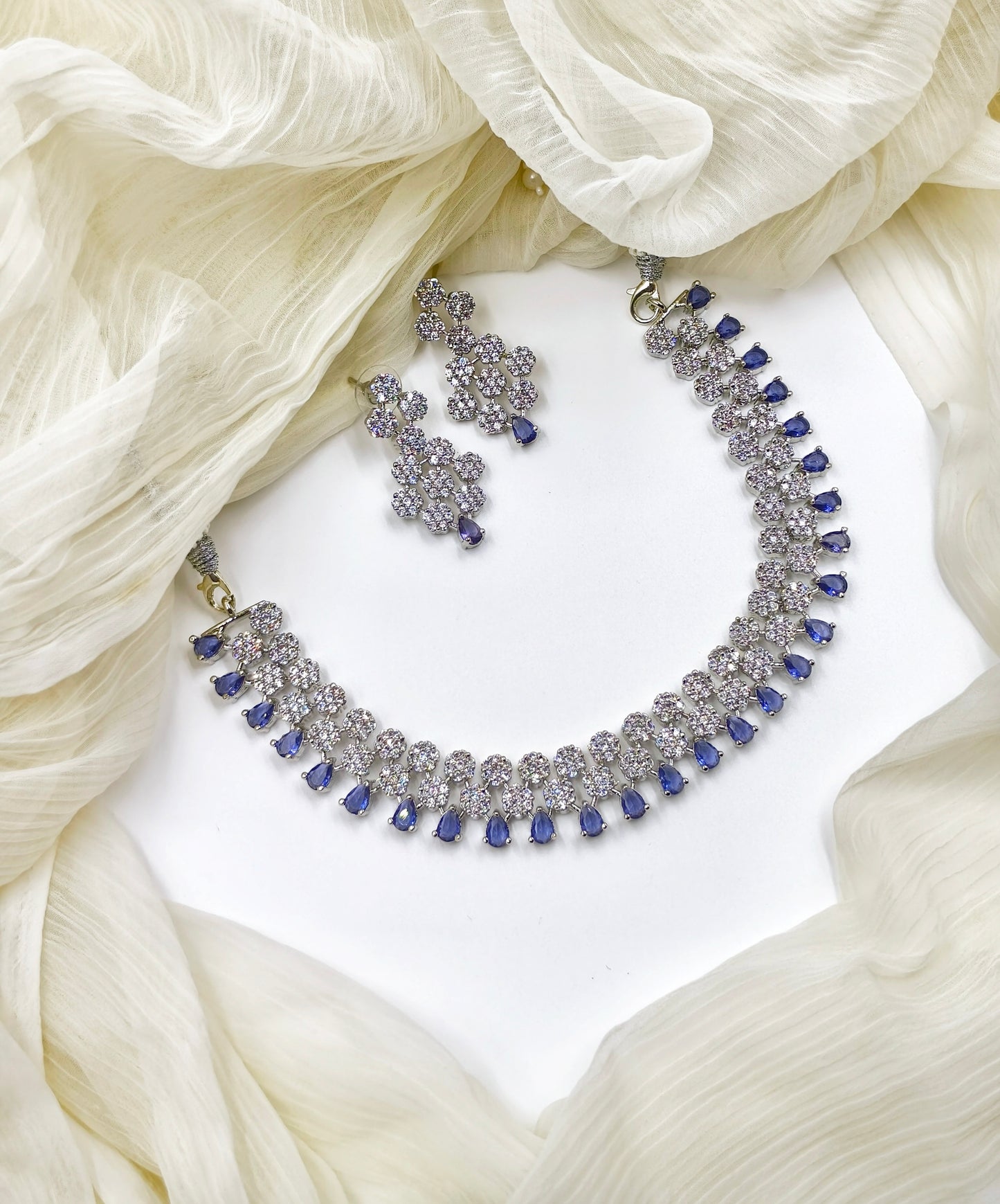 Purple Stone American Diamond Necklace