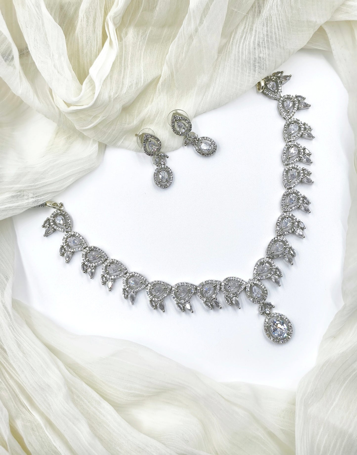 White Stone American Diamond Necklace