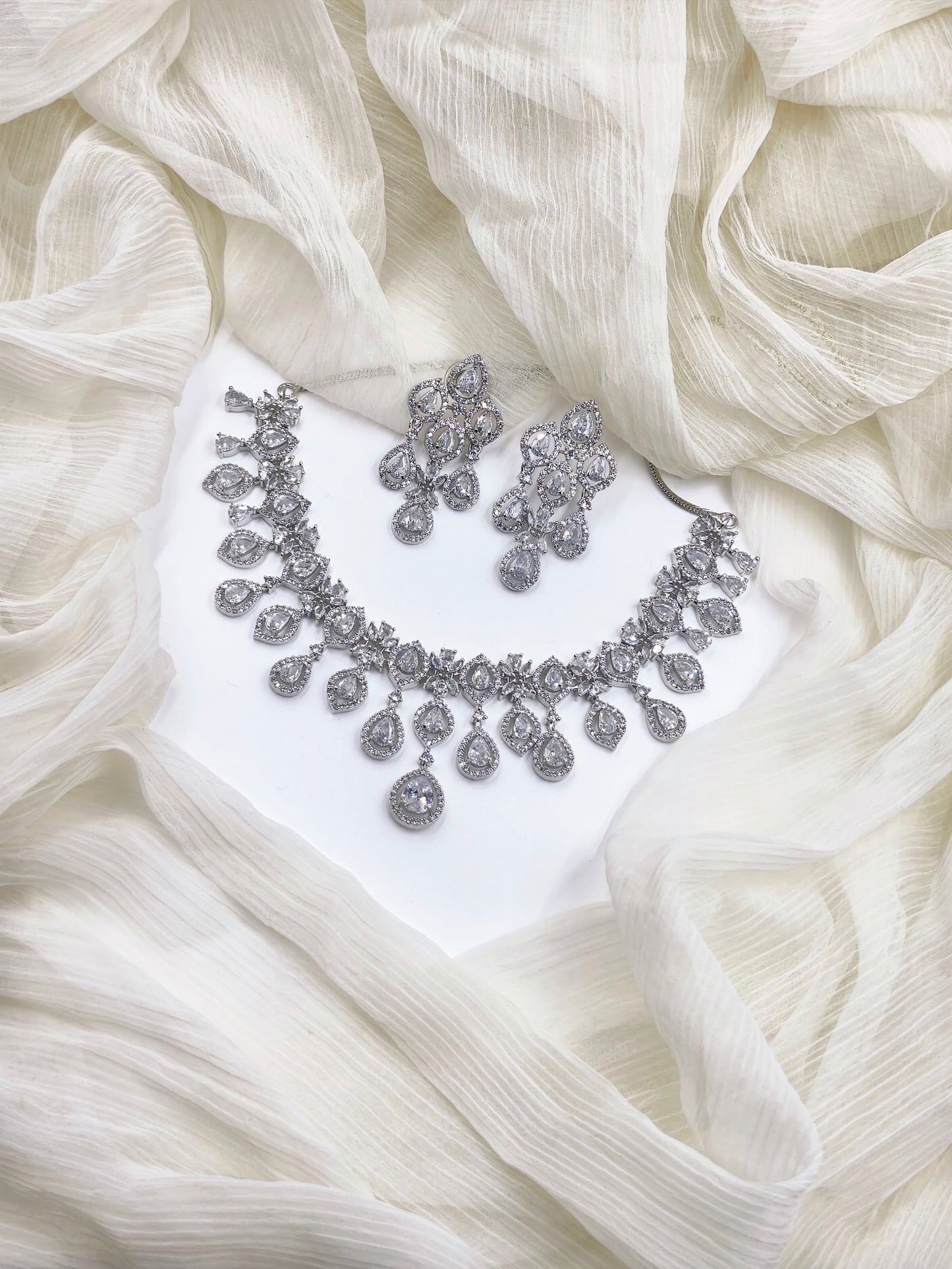White Stone American Diamond Necklace