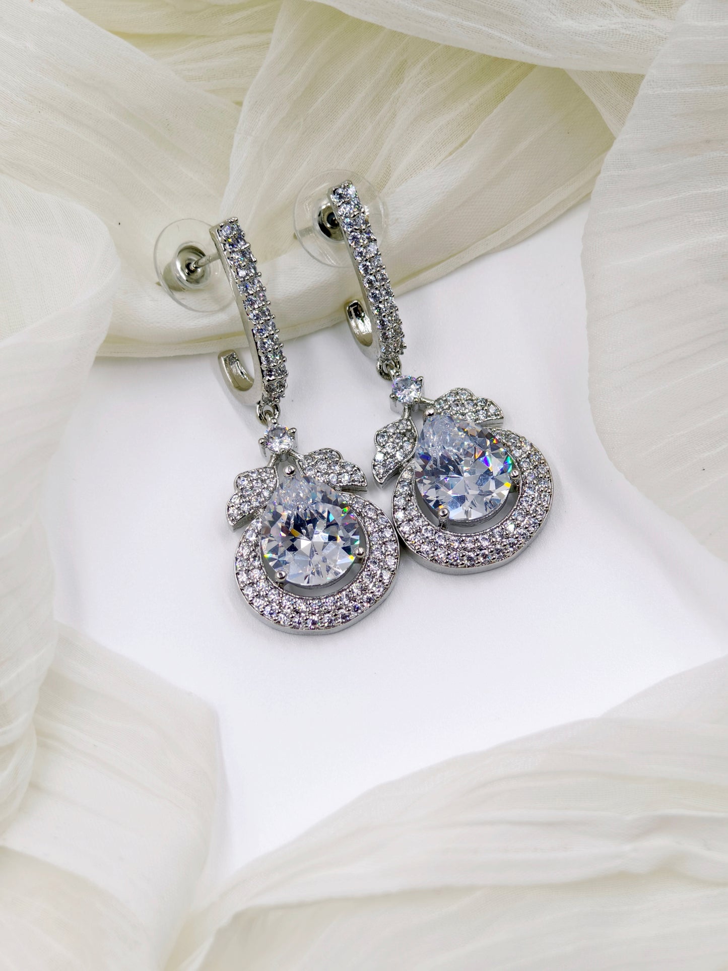 White Stone American Diamond Earrings