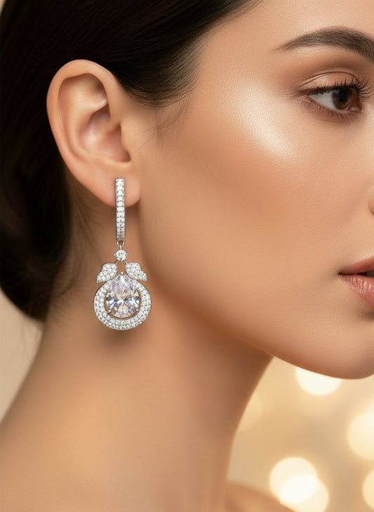 White Stone AD Earrings