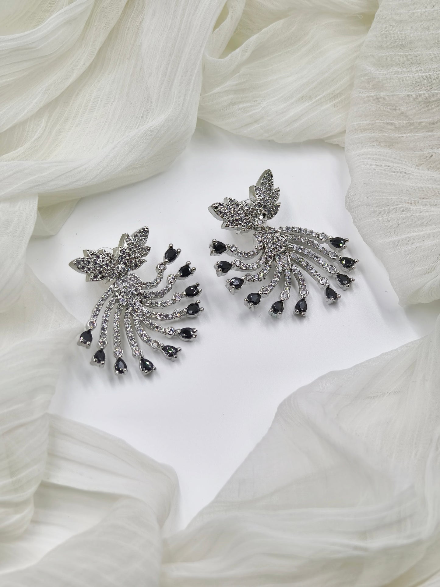 Black & White Stone American Diamond Earrings