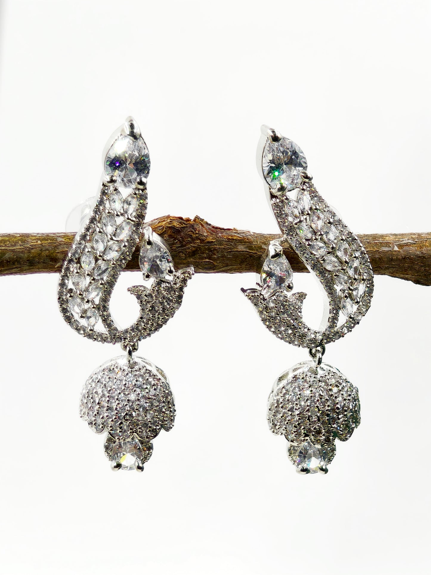 White Stone American Diamond Earrings