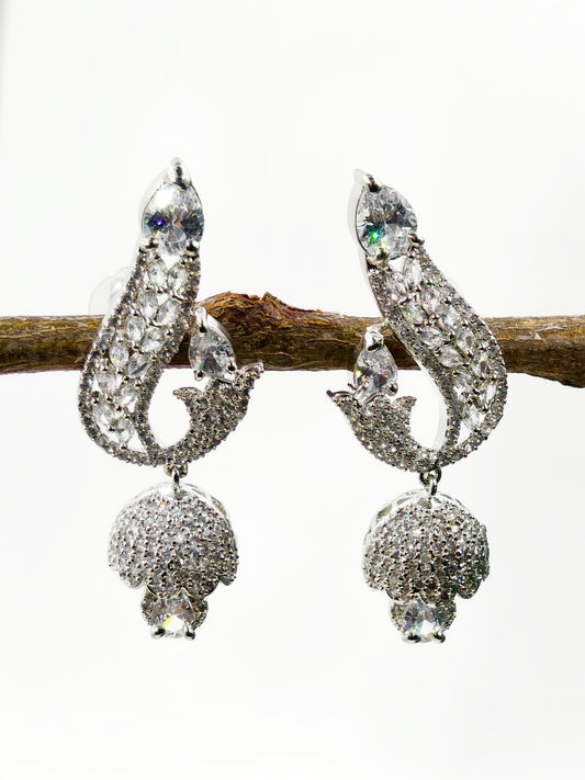 White Stone AD Earrings