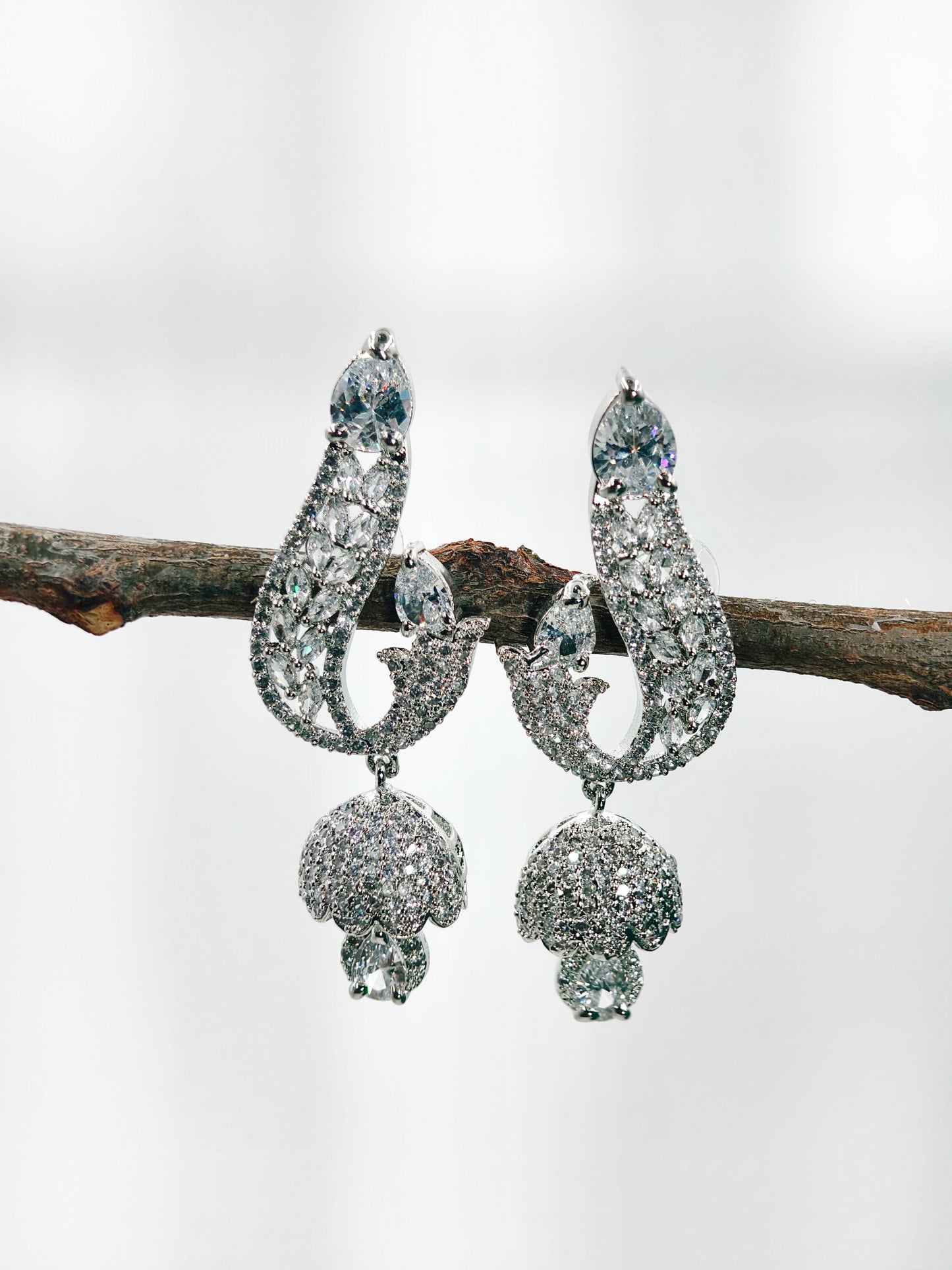 White Stone AD Earrings