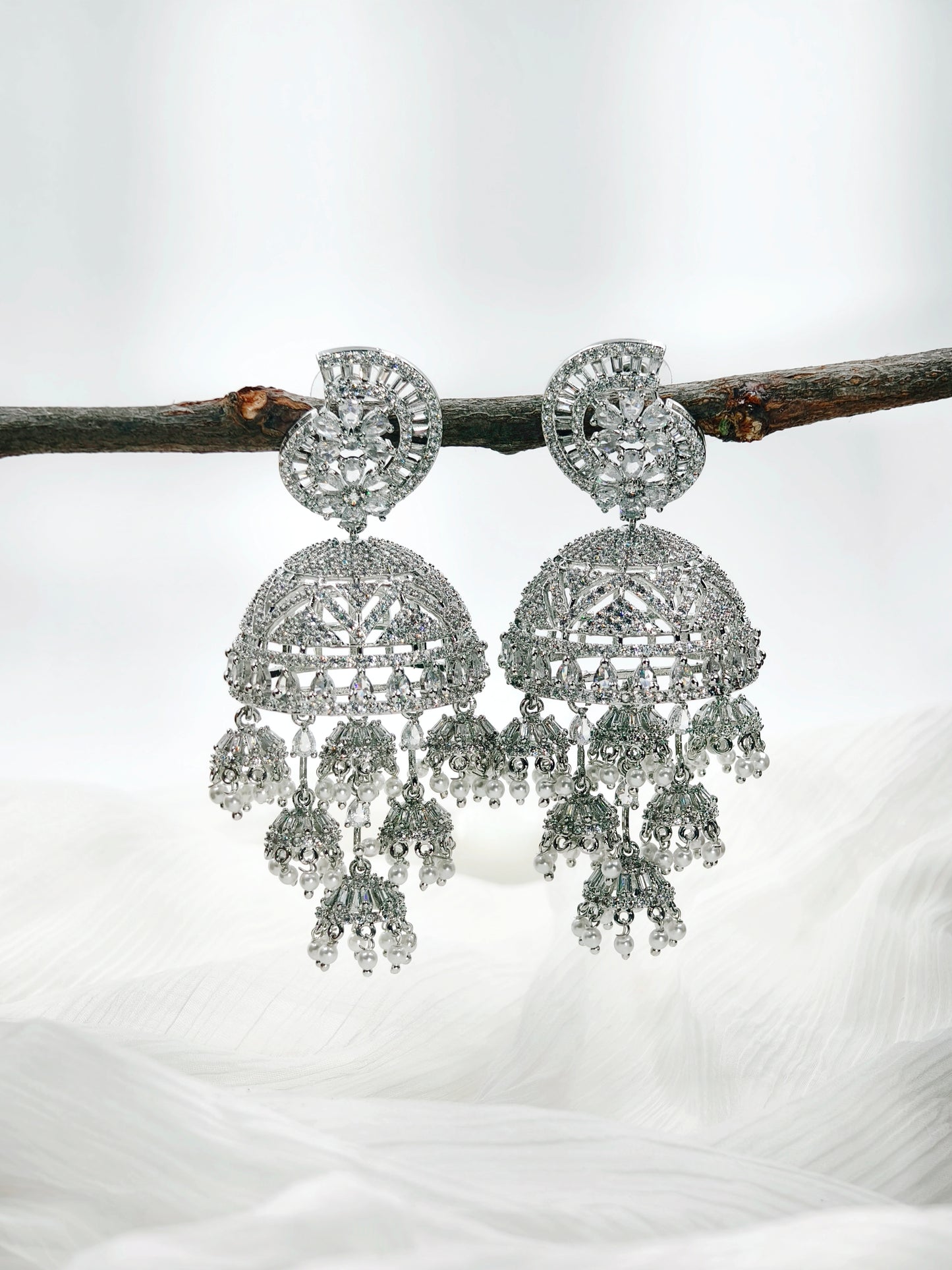 White Stone American Diamond Earrings