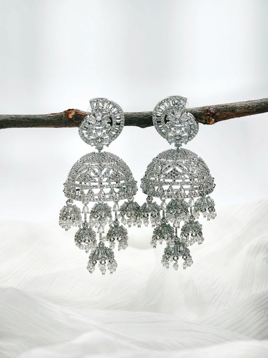 White Stone AD Earrings