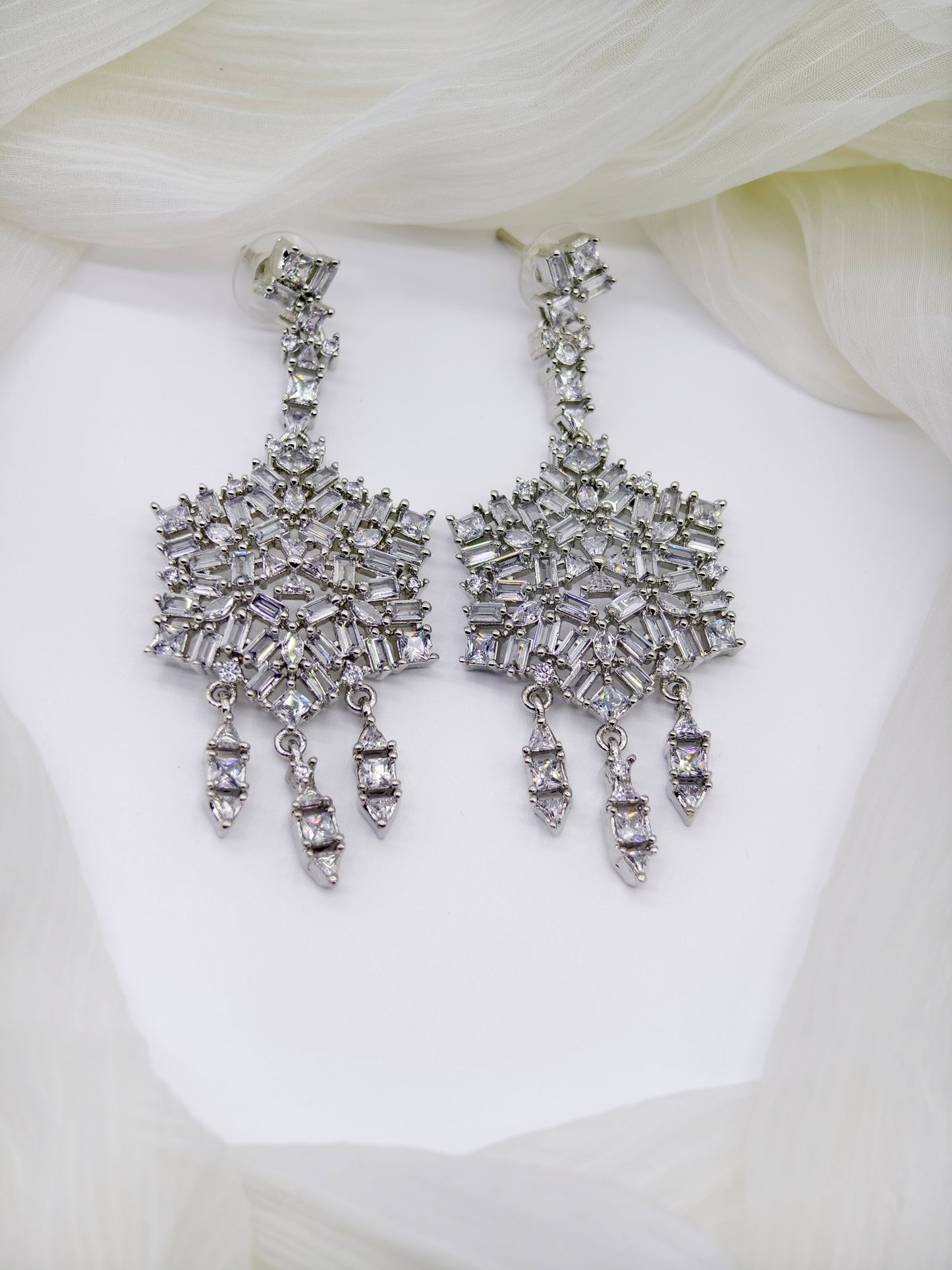 White Stone American Diamond Earrings