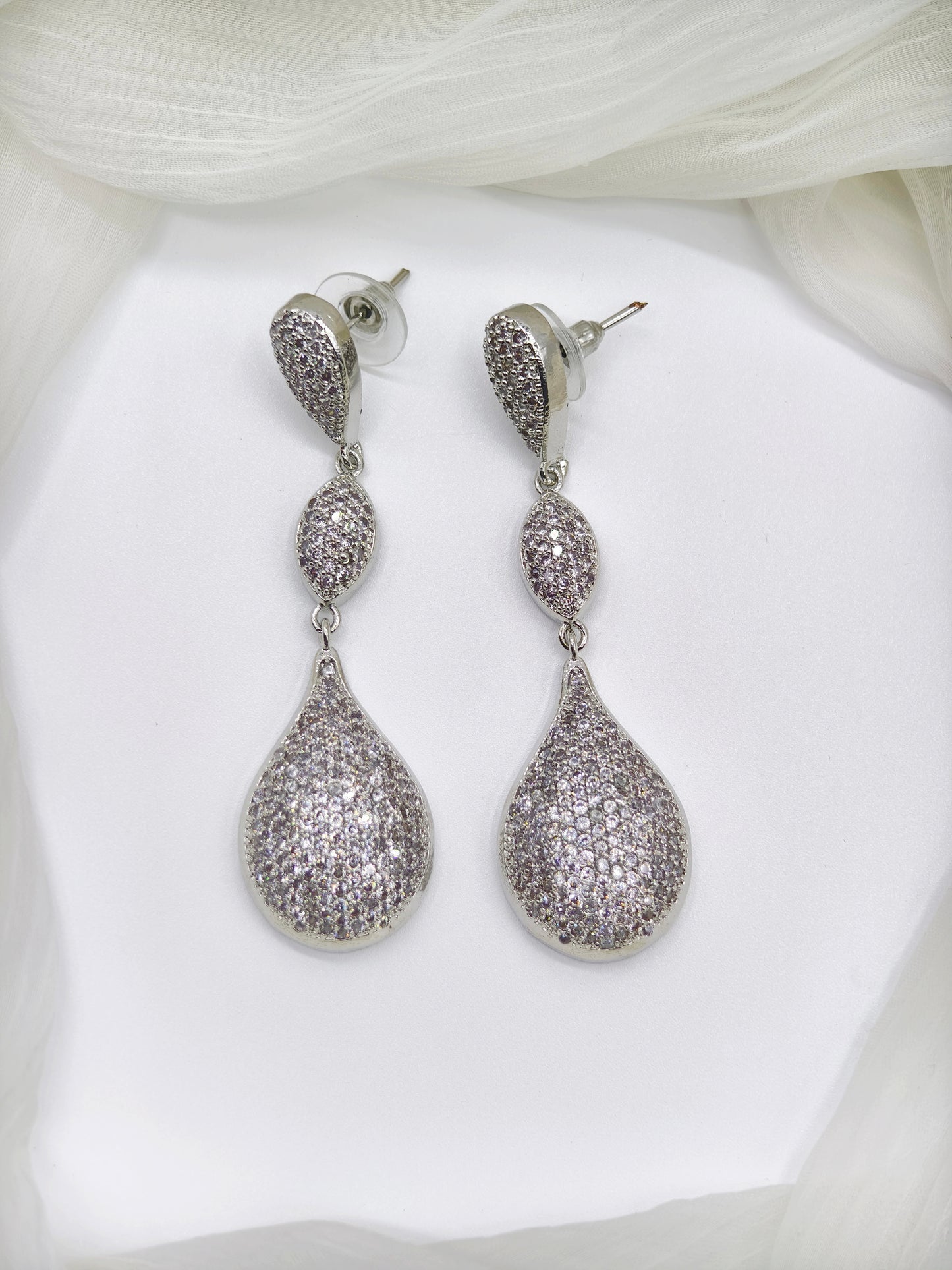 White Stone AD Earrings