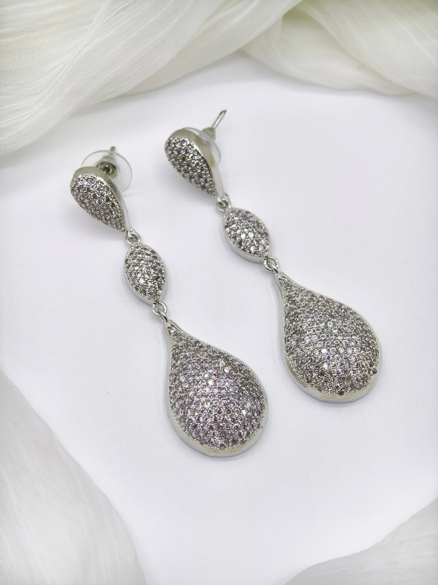 White Stone American Diamond Earrings