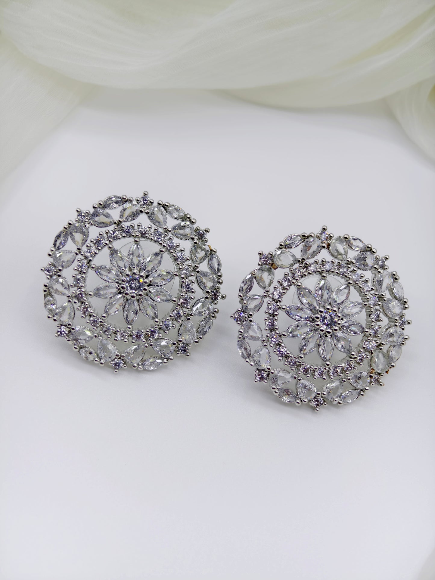 White Stone American Diamond Earrings