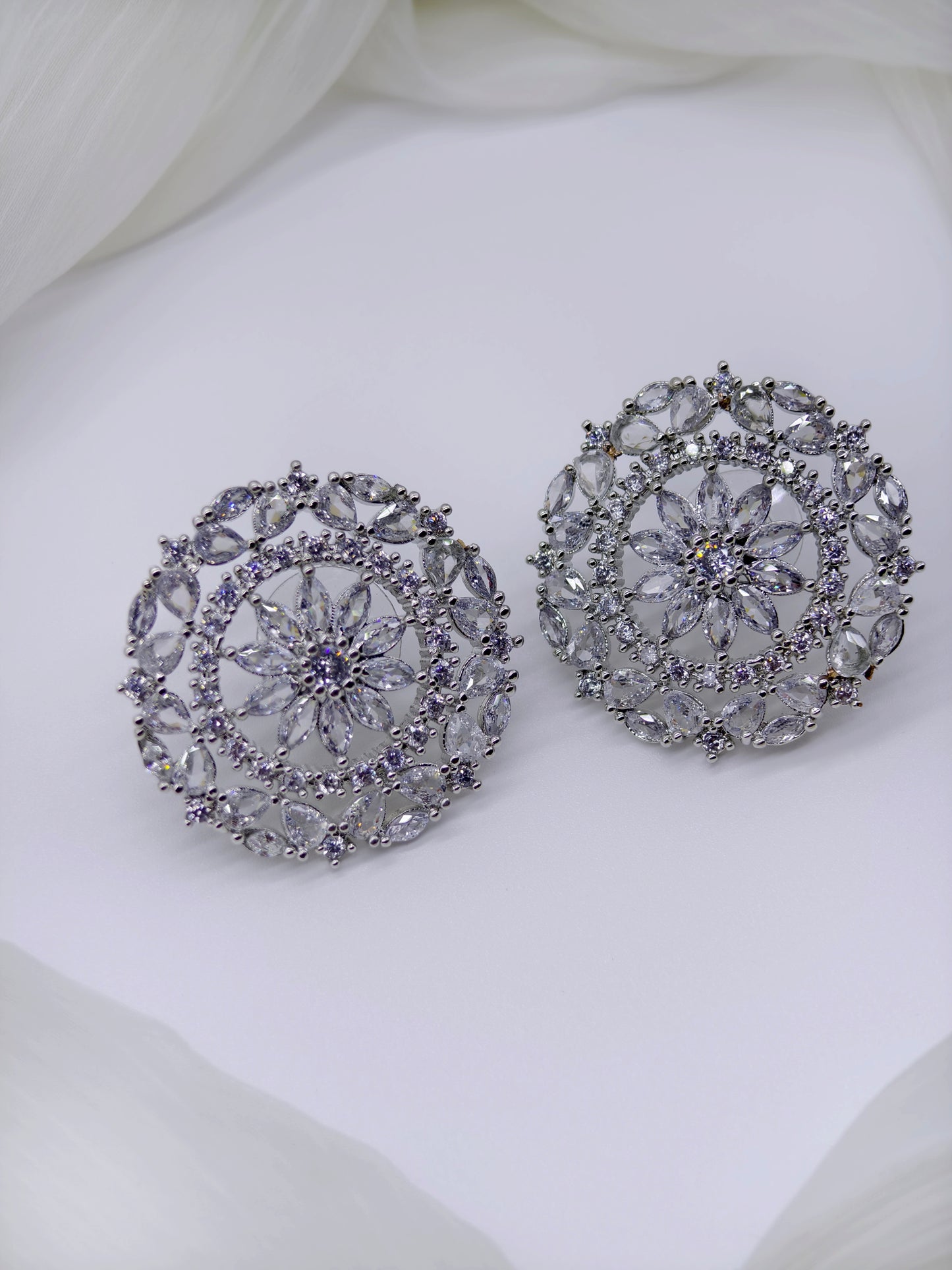 White Stone American Diamond Earrings