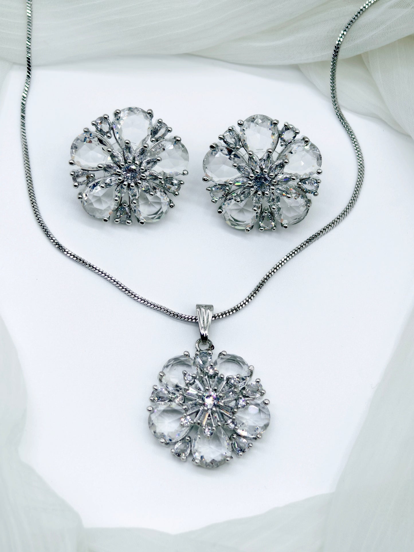 White Stone American Diamond Chain Necklace