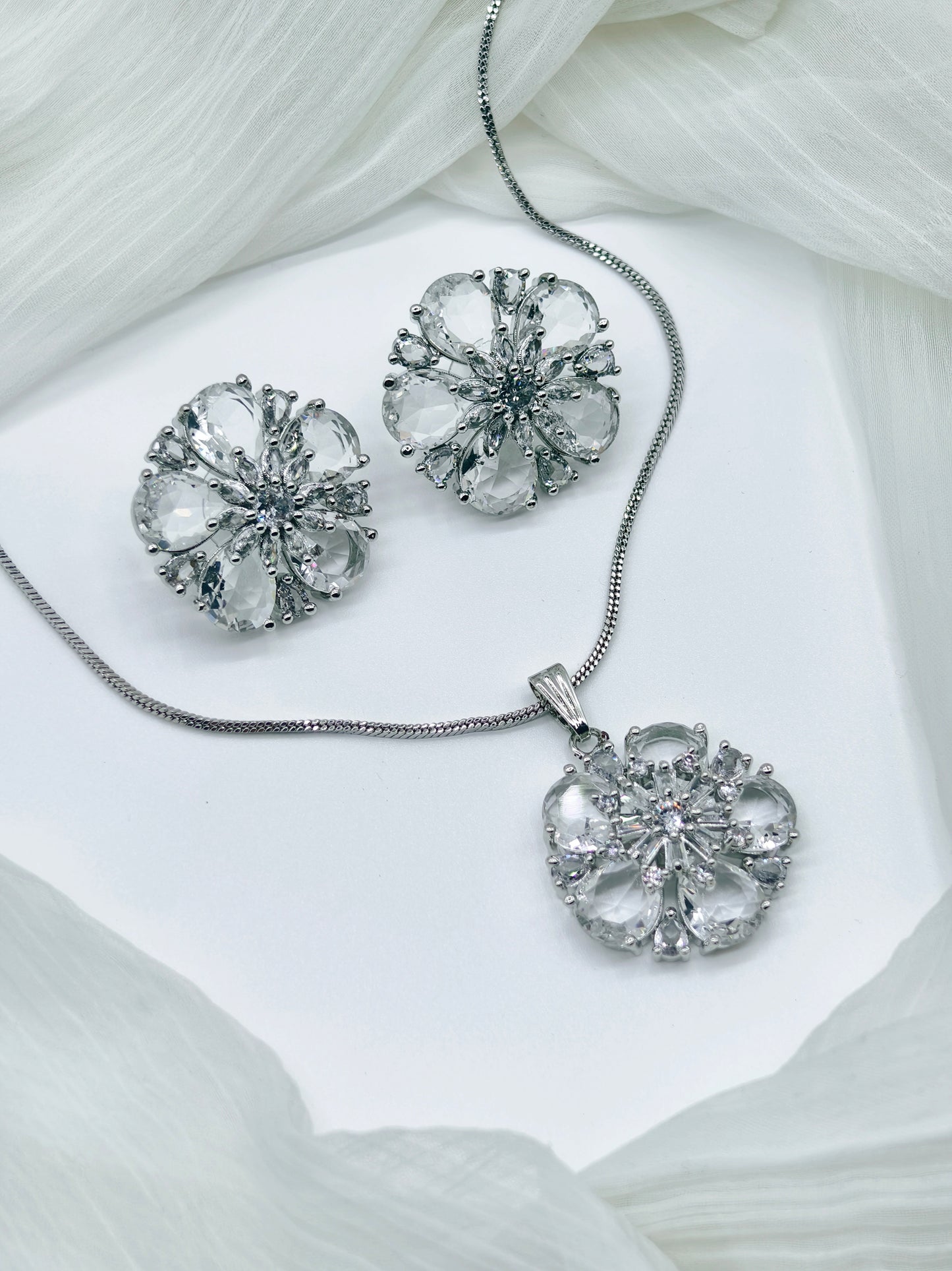 White Stone American Diamond Chain Necklace