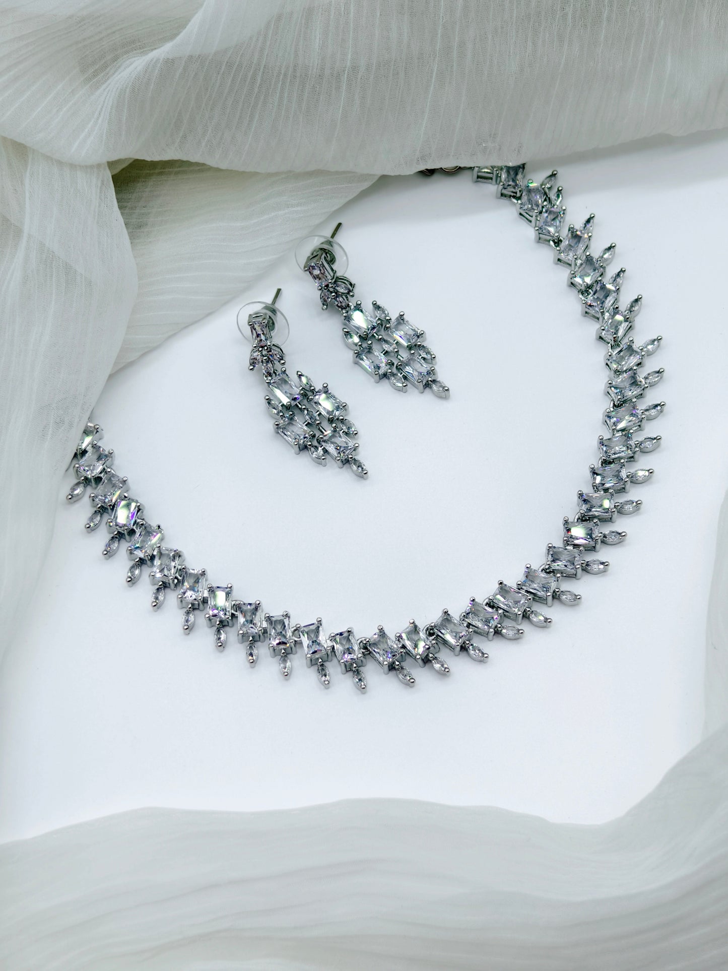 White Stone American Diamond Necklace