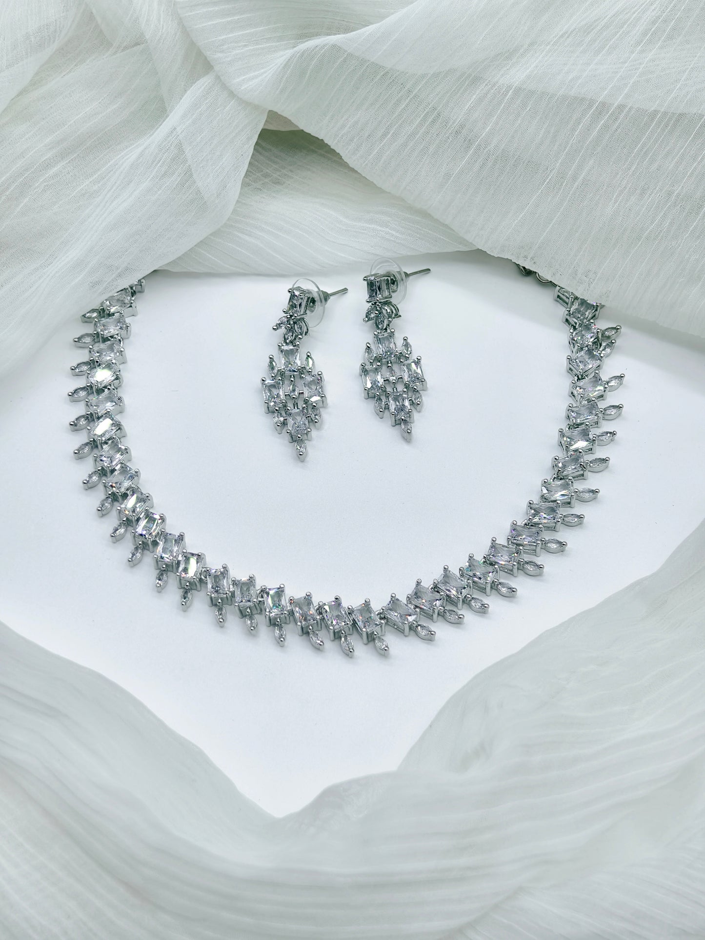 White Stone American Diamond Necklace