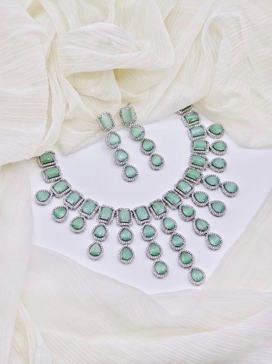 Pastel Green AD Necklace Set