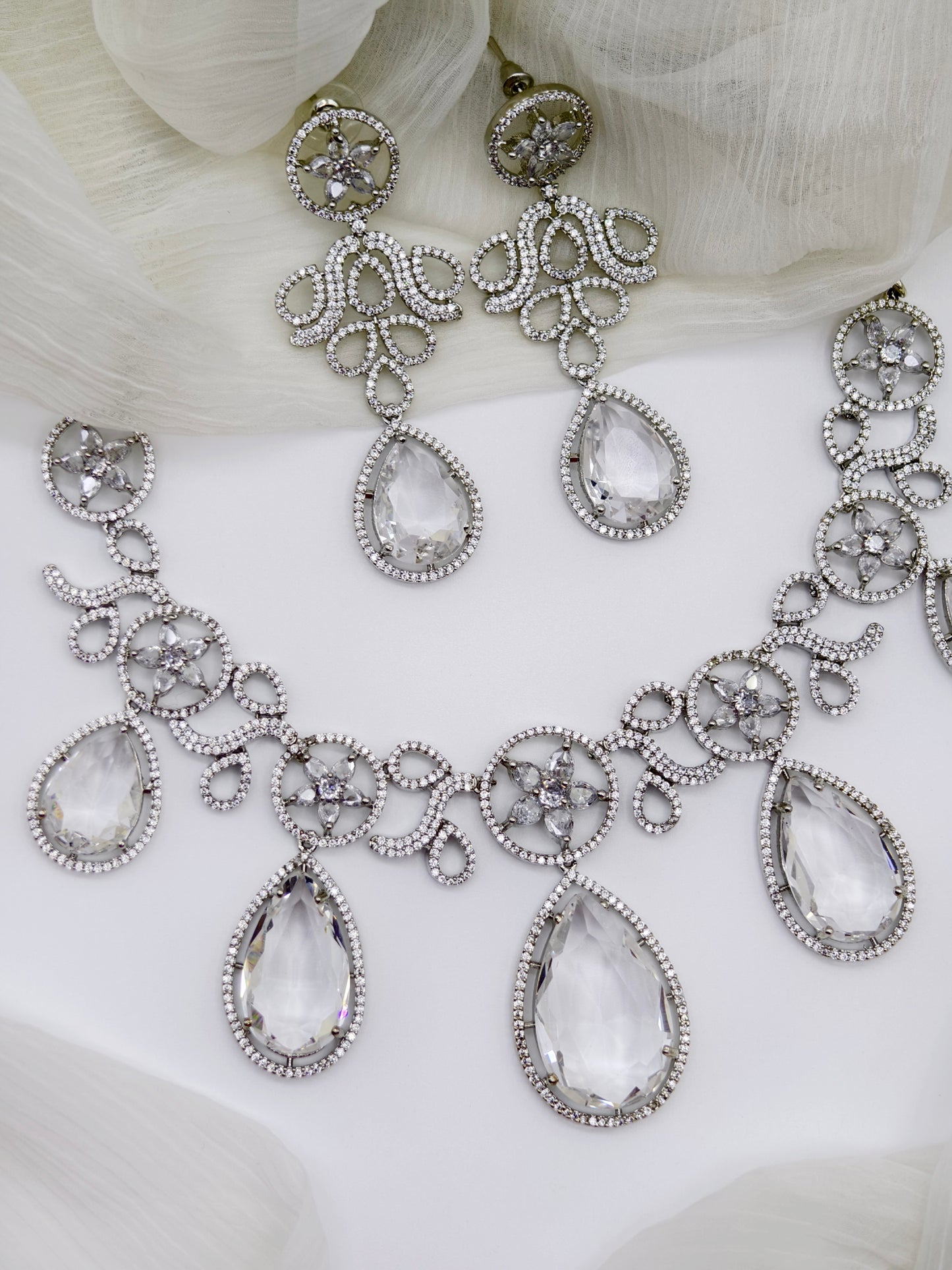 White Stone American Diamond Necklace