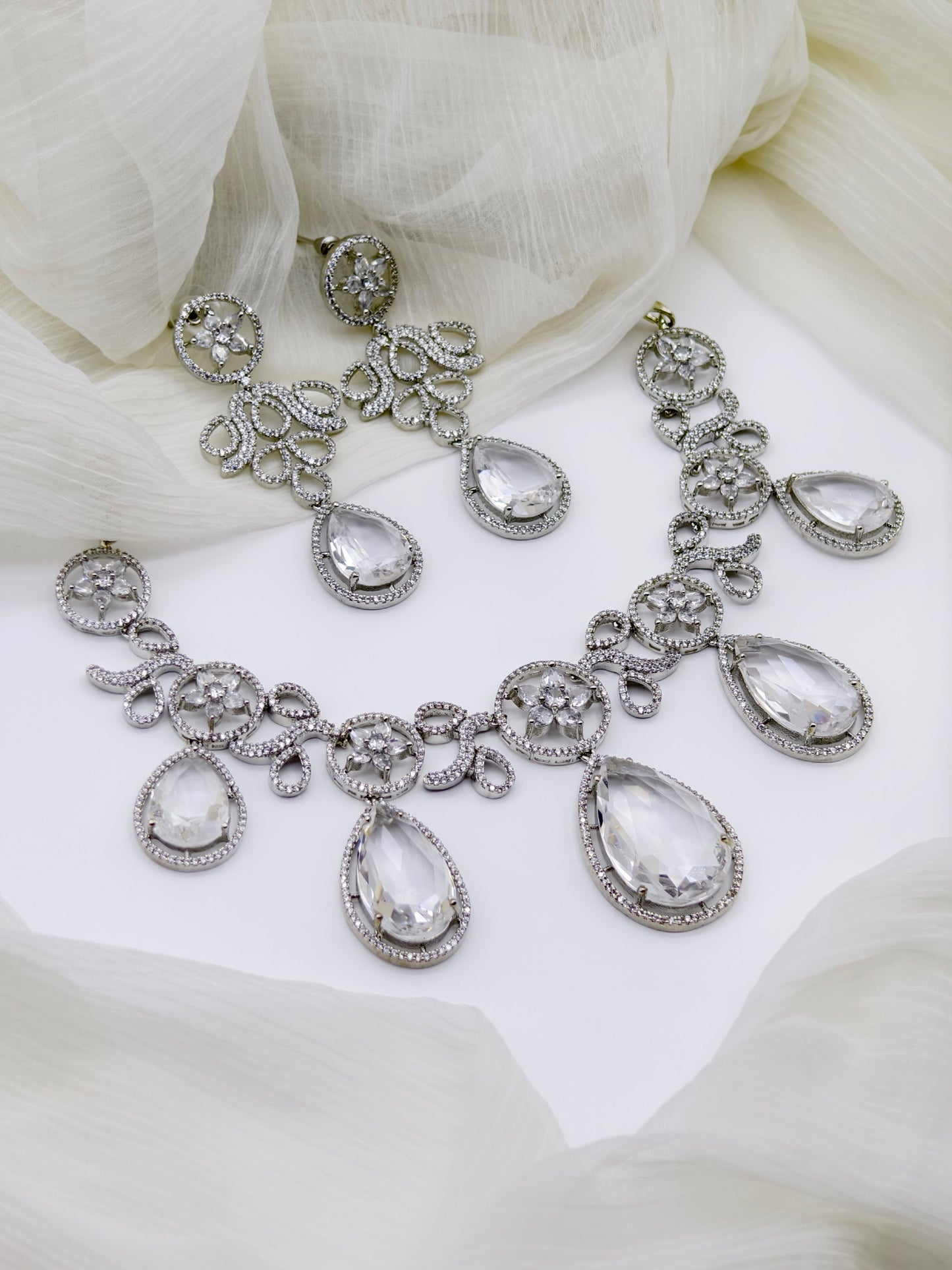 White Stone American Diamond Necklace
