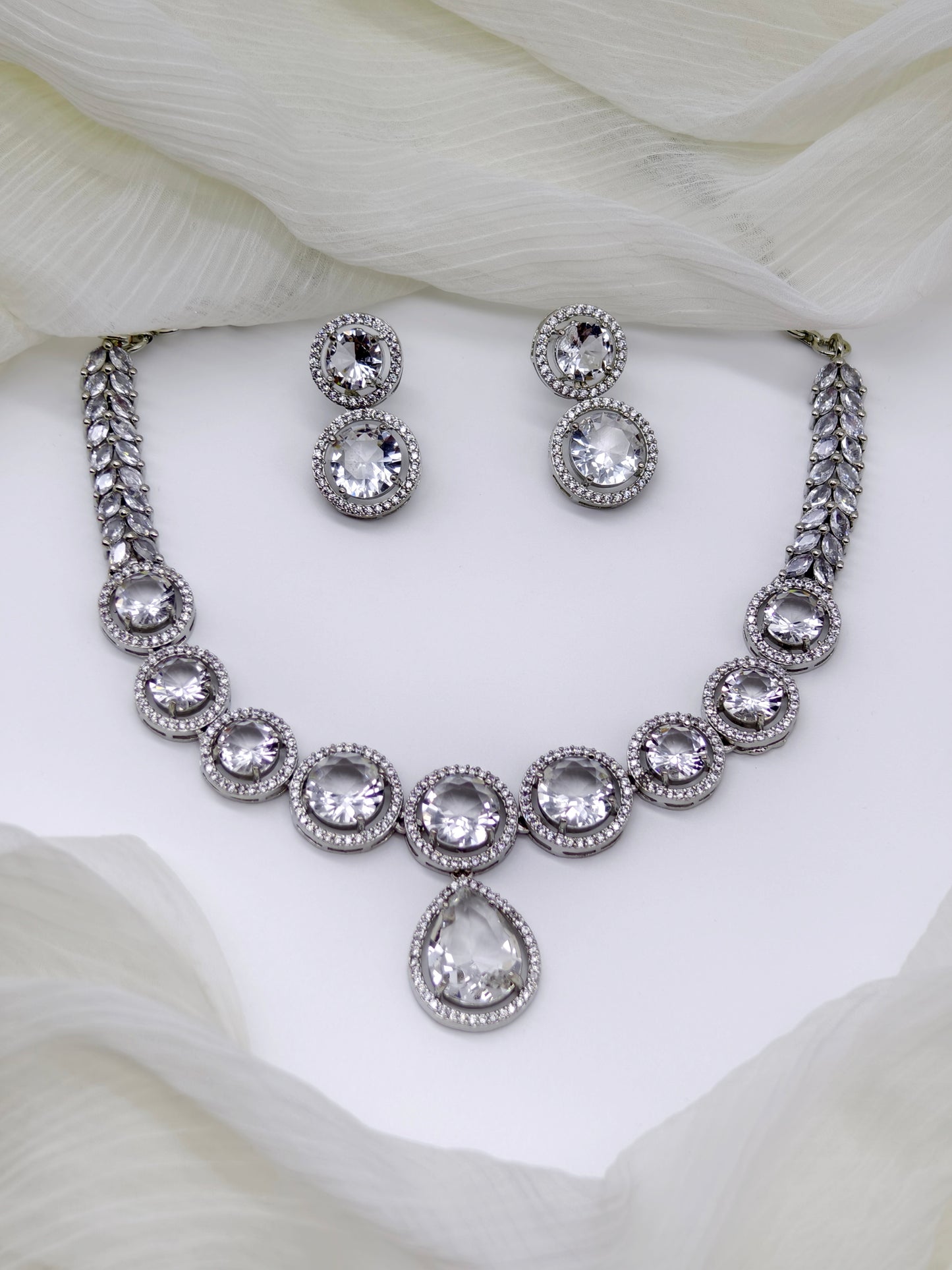 White Stone American Diamond Necklace