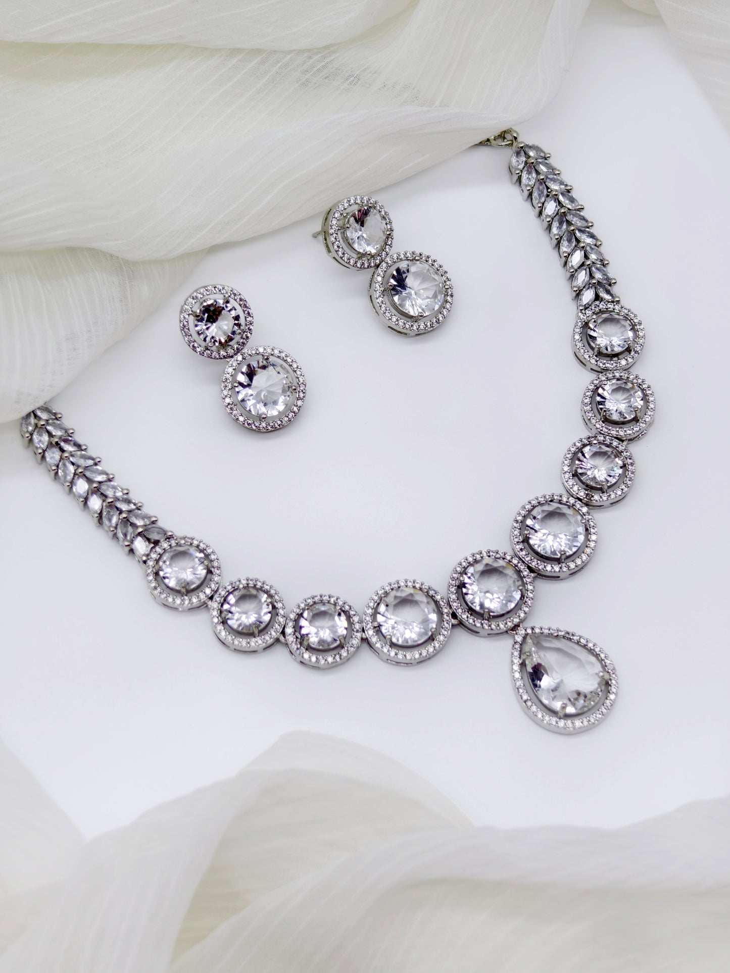 White Stone American Diamond Necklace