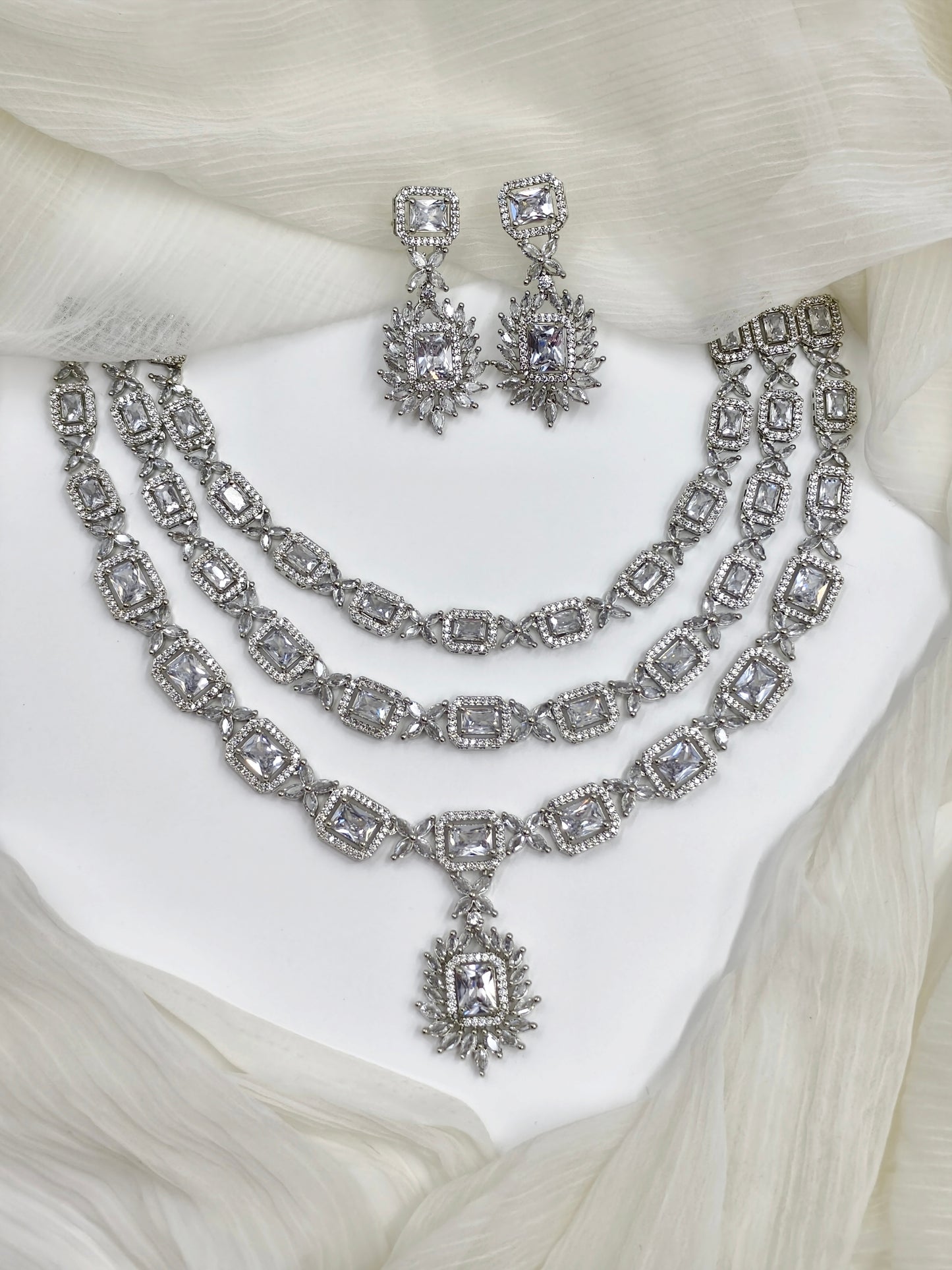 White Stone American Diamond Necklace
