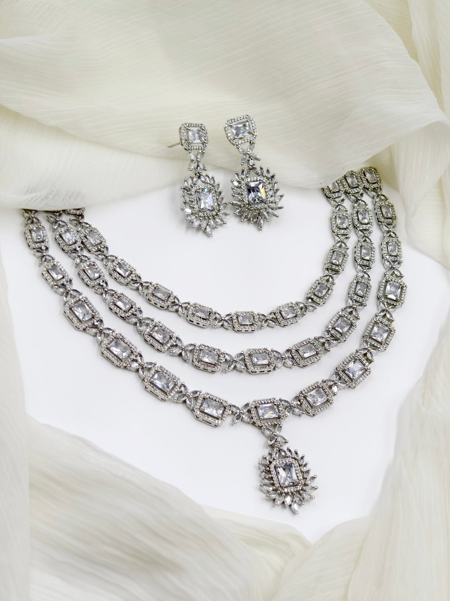 White Stone American Diamond Necklace