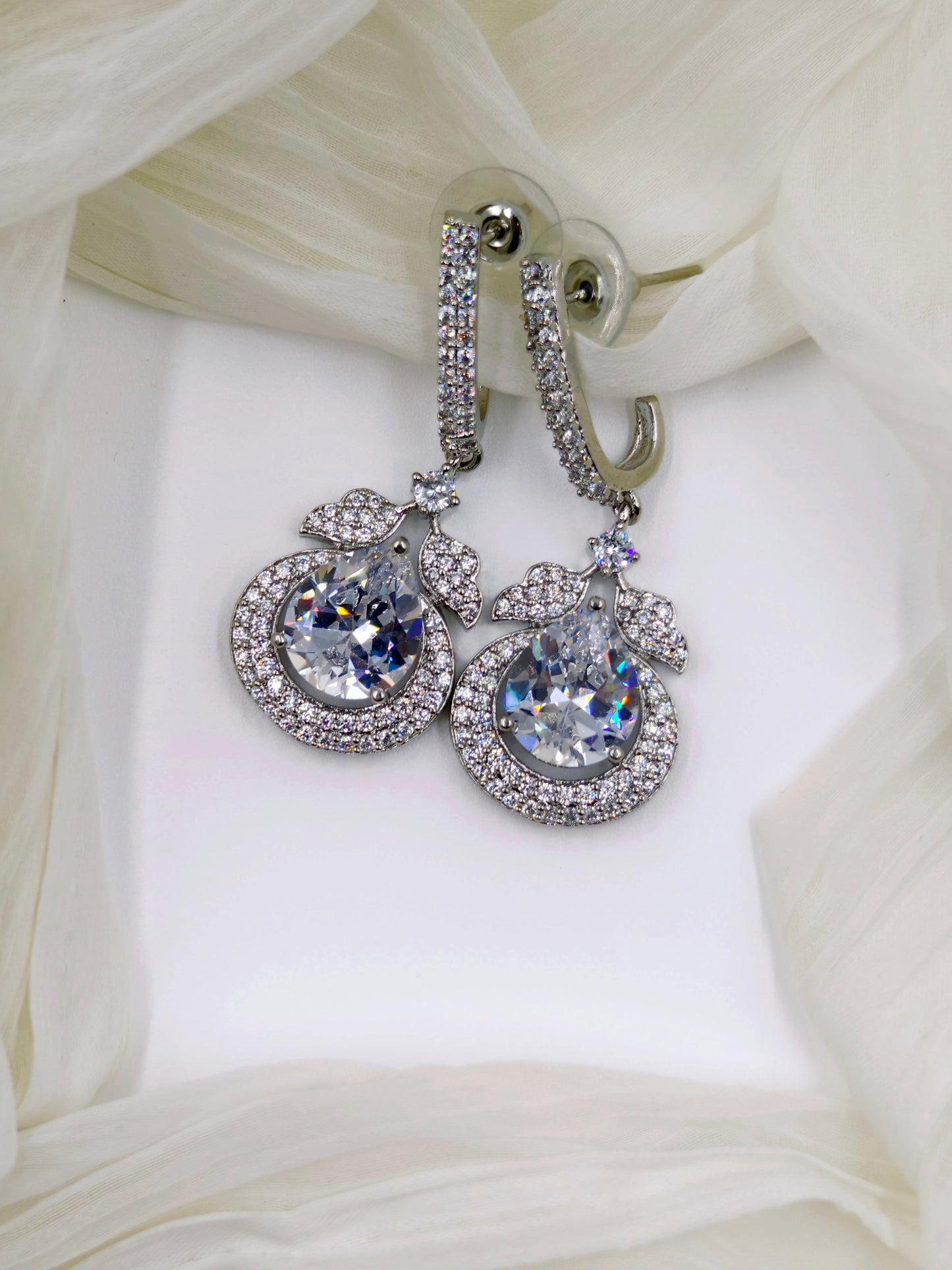 White Stone American Diamond Earrings