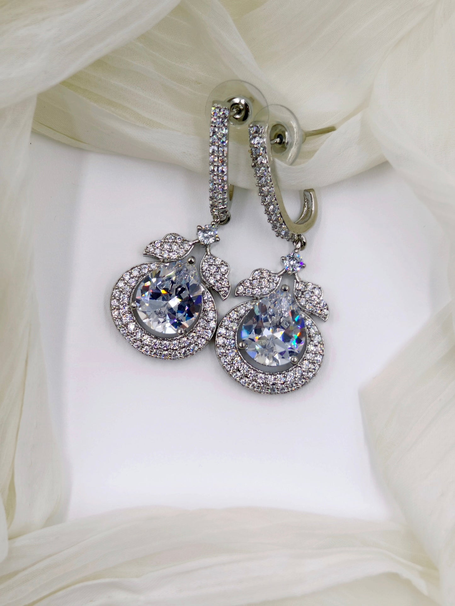 White Stone AD Earrings