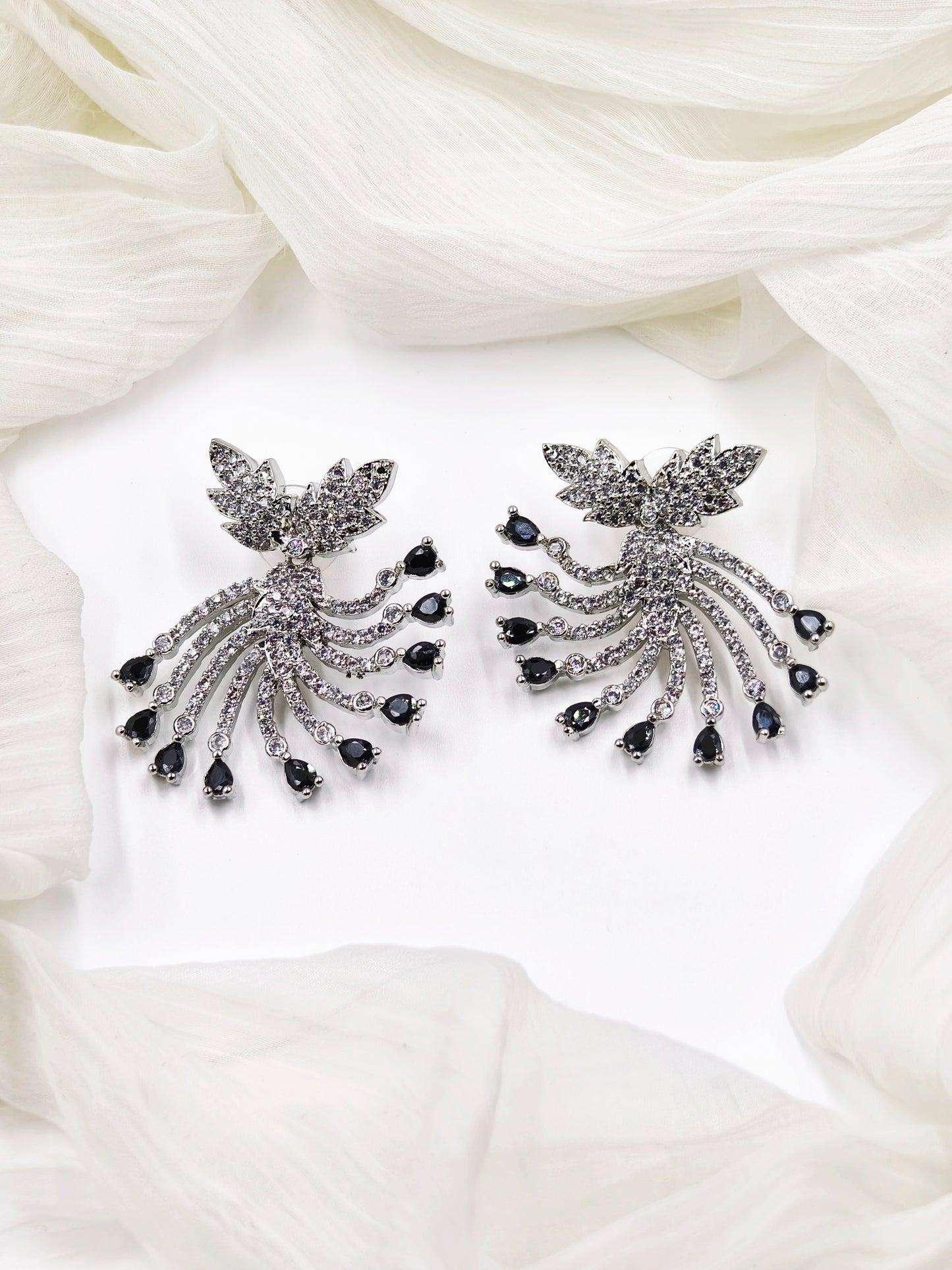 Black & White Stone American Diamond Earrings