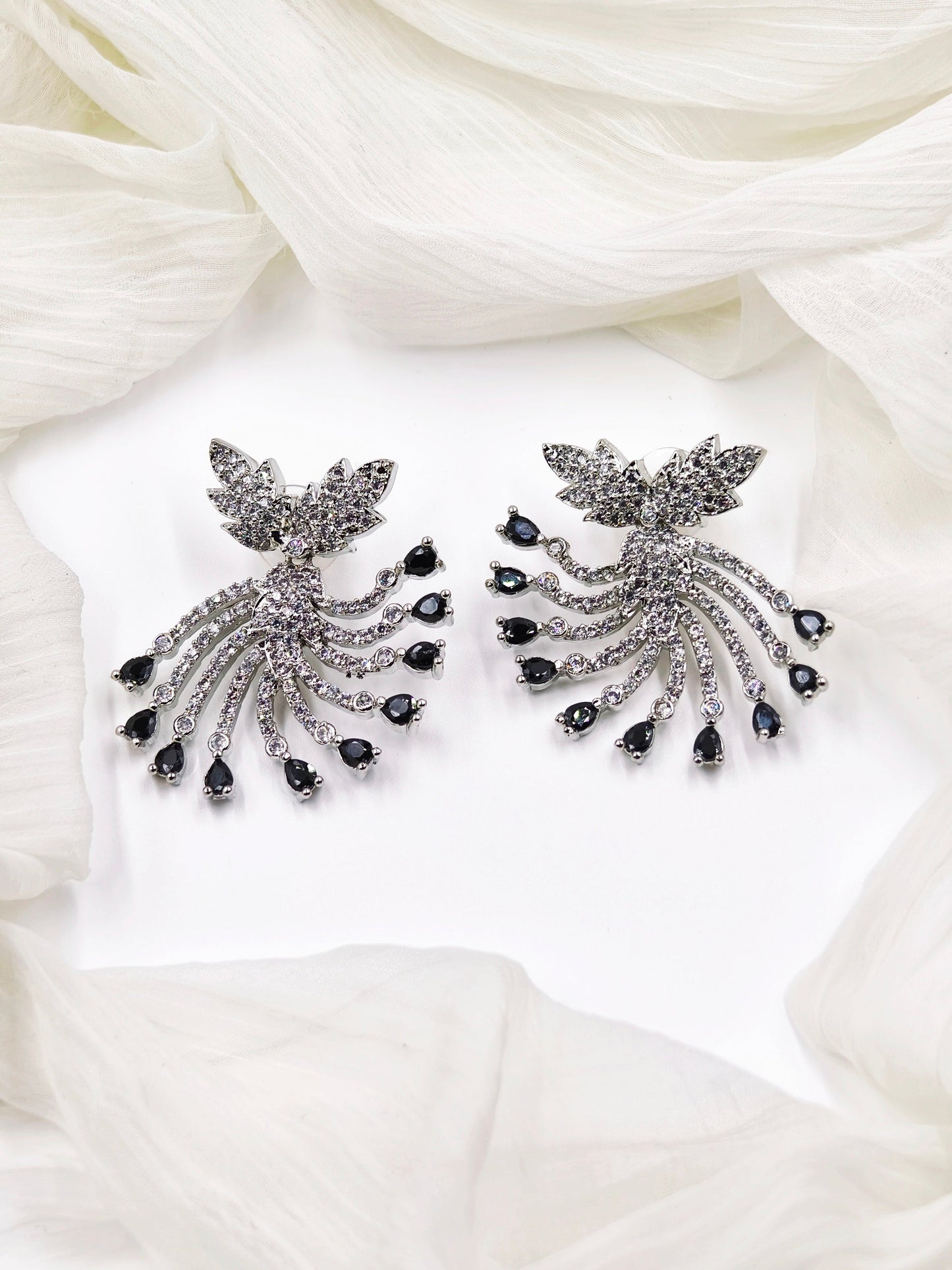 Black & White Stone American Diamond Earrings