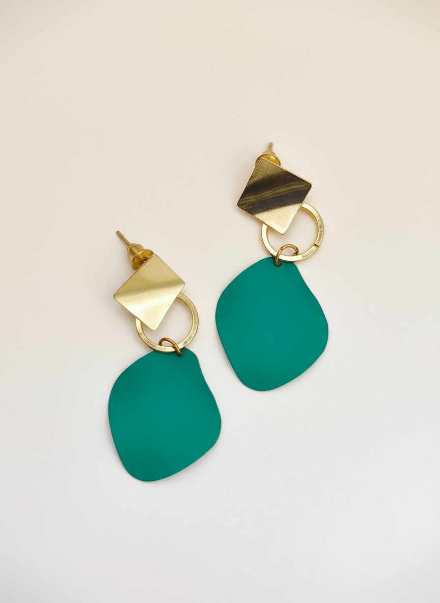 Fancy Green & Gold-Plated Earrings