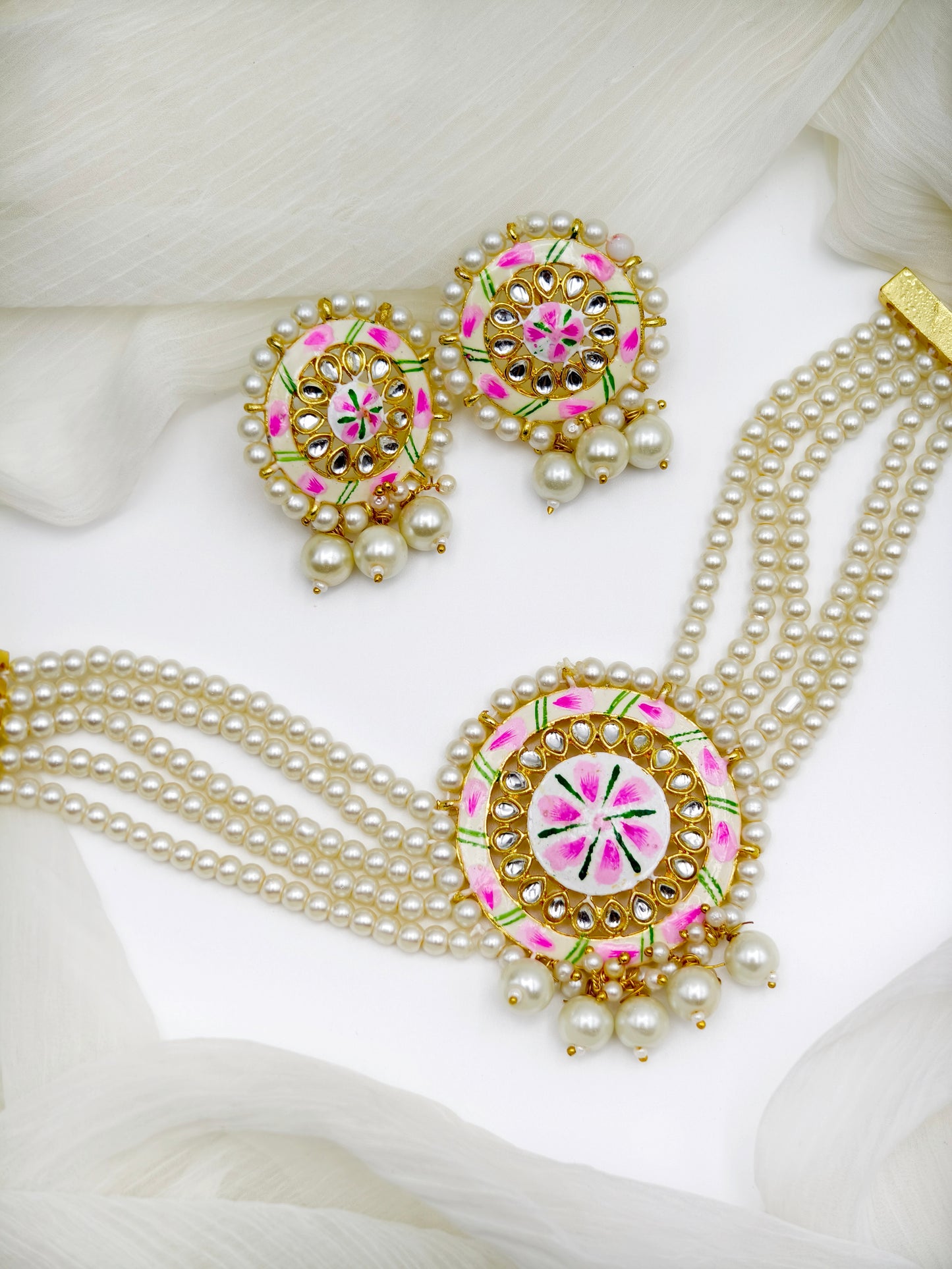 White Pearl Kundan Choker Necklace