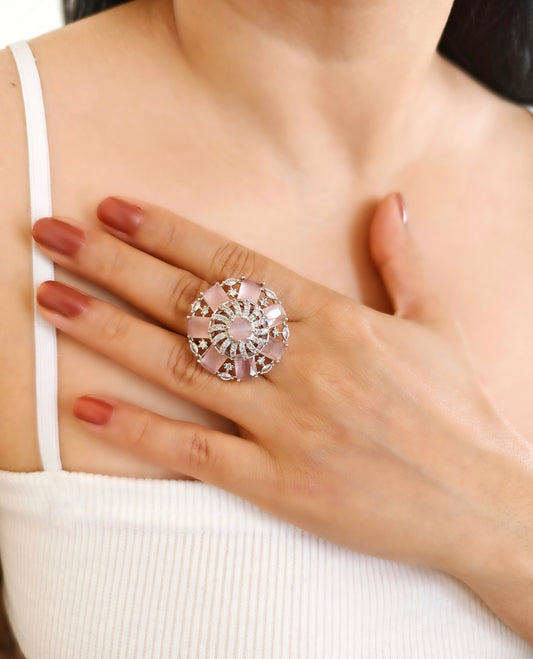 Pink & White AD Finger Ring