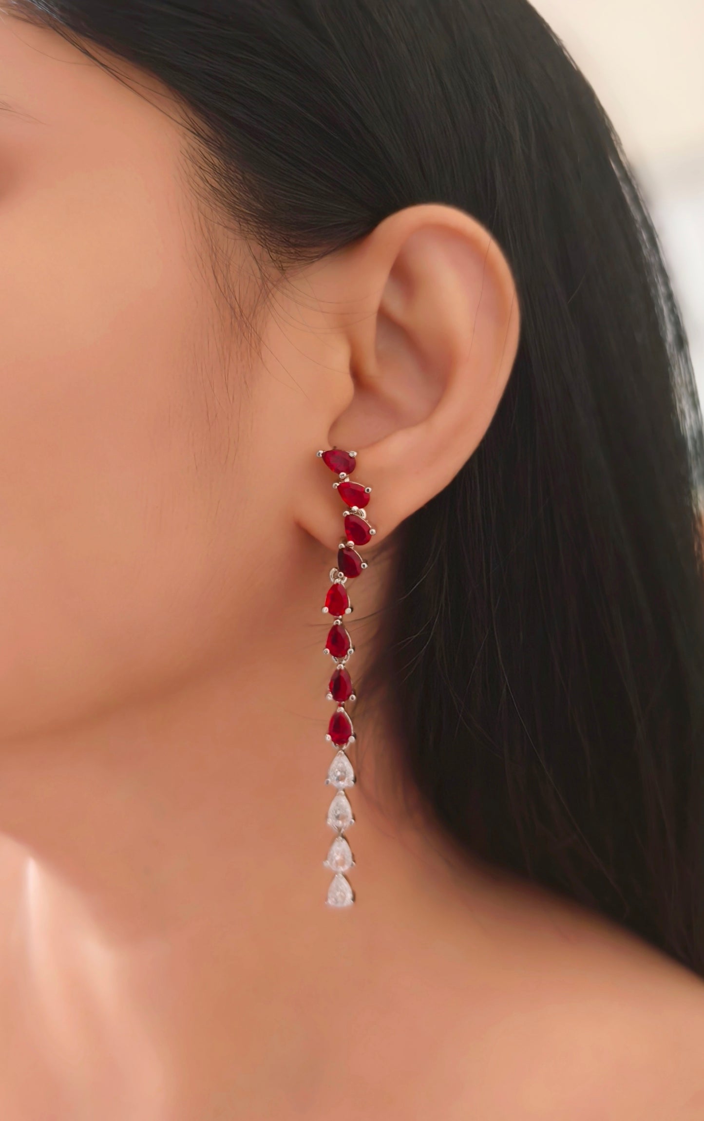 Red Stone American Diamond Necklace