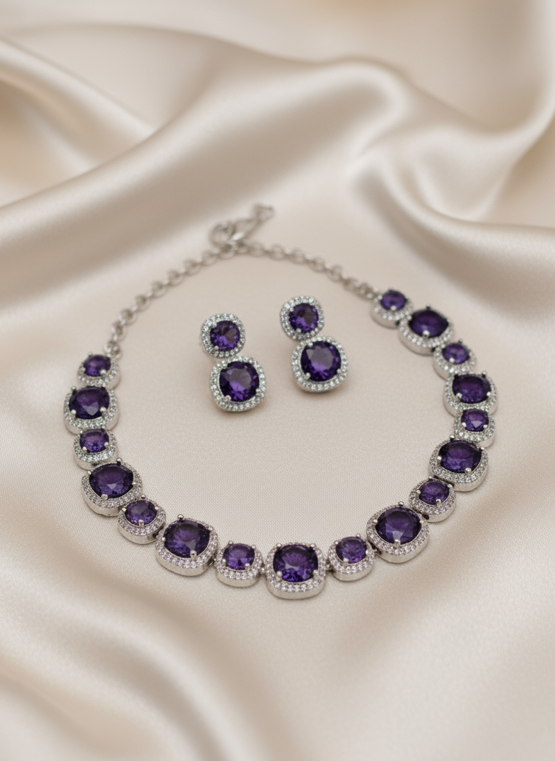 Purple Stone AD Necklace