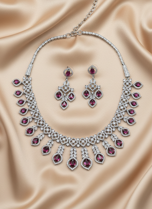 Rani Pink AD Necklace Set