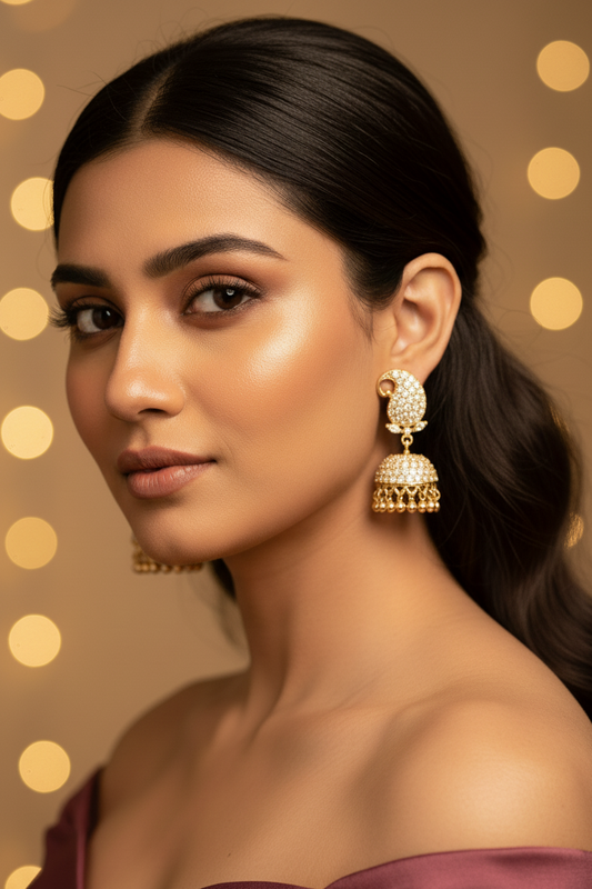 White Stone AD Earrings