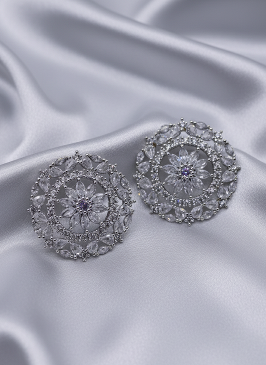 White Stone AD Earrings