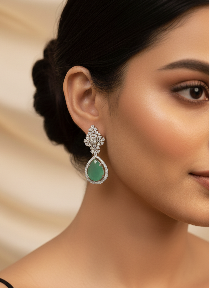 Pastel Green AD Earrings